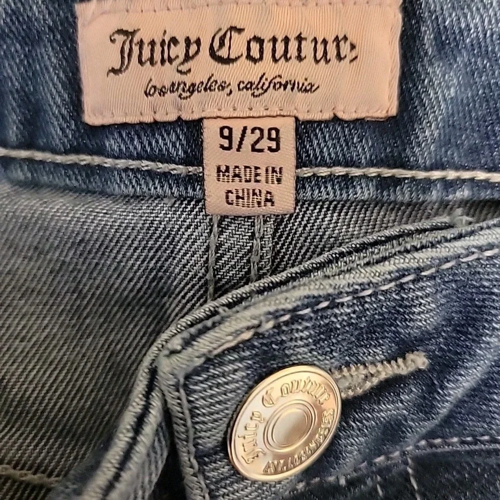 Juicy Couture Lunita Flare Jeans Rhinestone Blue Denim Size‎ 9/29 Y2K